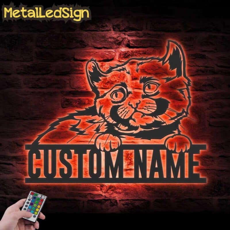 Custom-Peeking-Kinkalow-Cat-Metal-Wall-Art-LED-Light-5