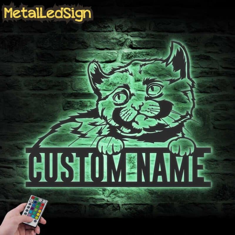 Custom-Peeking-Kinkalow-Cat-Metal-Wall-Art-LED-Light-7