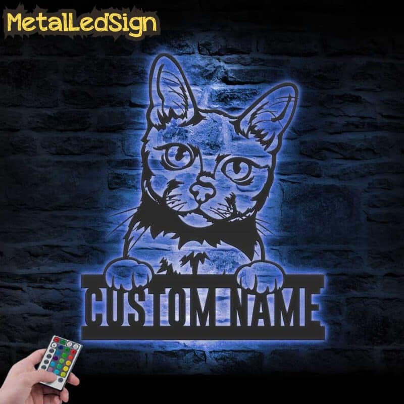 Custom-Peeking-Korat-Cat-Metal-Wall-Art-LED-Light-3