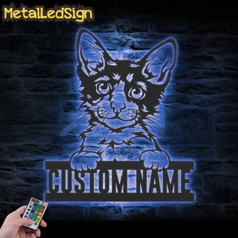 Custom-Peeking-Laperm-Cat-Metal-Wall-Art-LED-Light-3