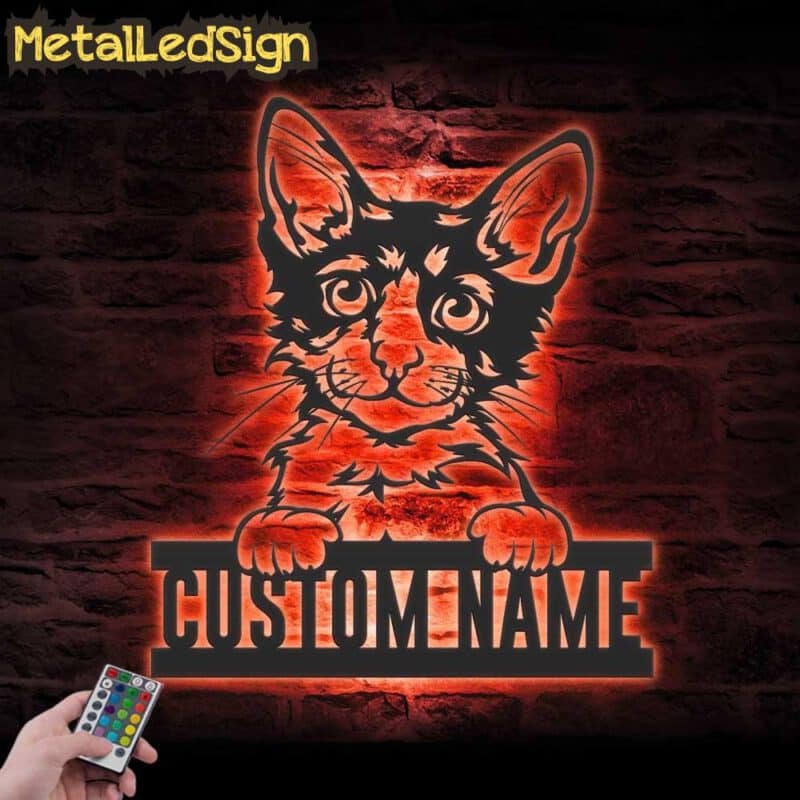 Custom-Peeking-Laperm-Cat-Metal-Wall-Art-LED-Light-5