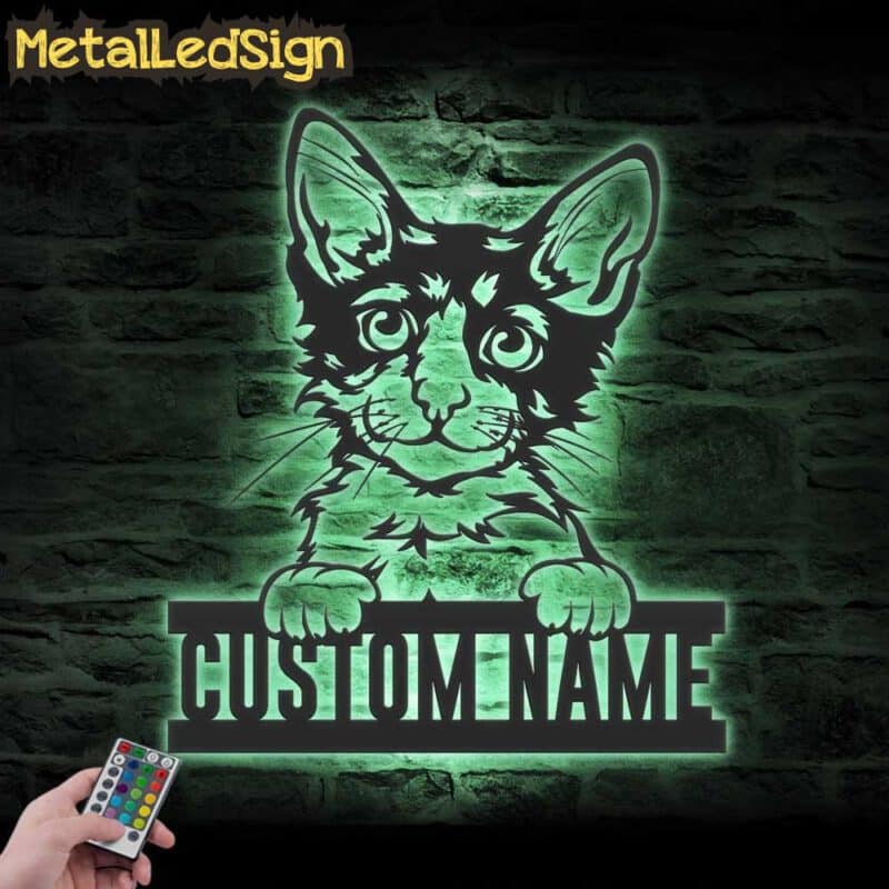 Custom-Peeking-Laperm-Cat-Metal-Wall-Art-LED-Light-7