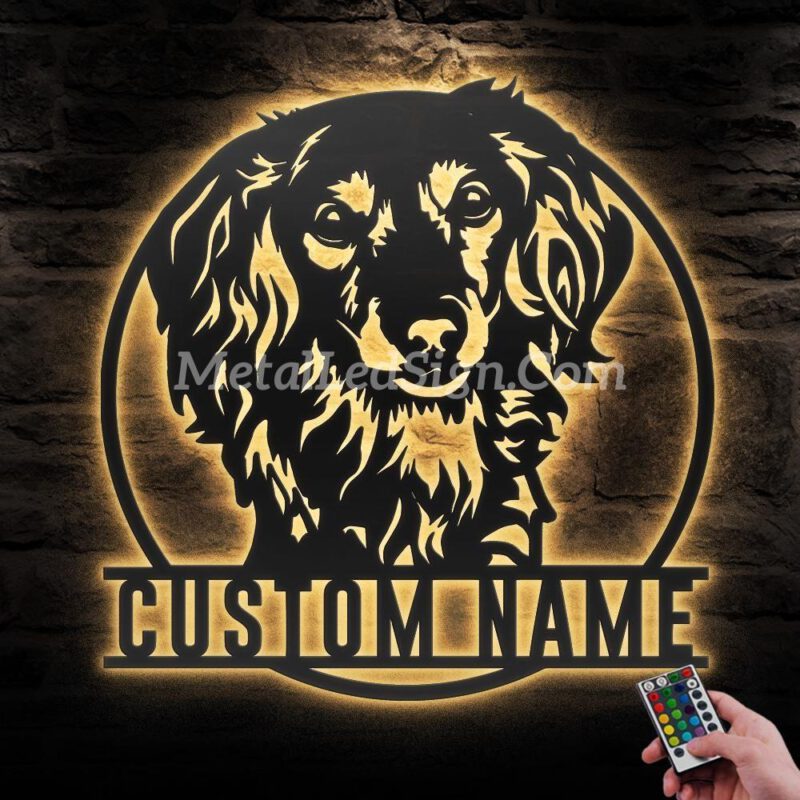 Custom-Peeking-Long-Haired-Dachshund-Metal-Wall-Art-Led-Light-Images