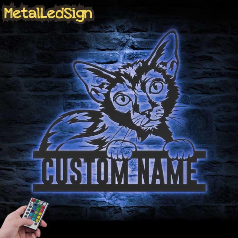 Custom-Peeking-Lykoi-Cat-Metal-Wall-Art-LED-Light-3