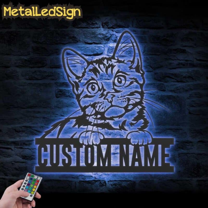 Custom-Peeking-Munchkin-Cat-Metal-Wall-Art-LED-Light-3