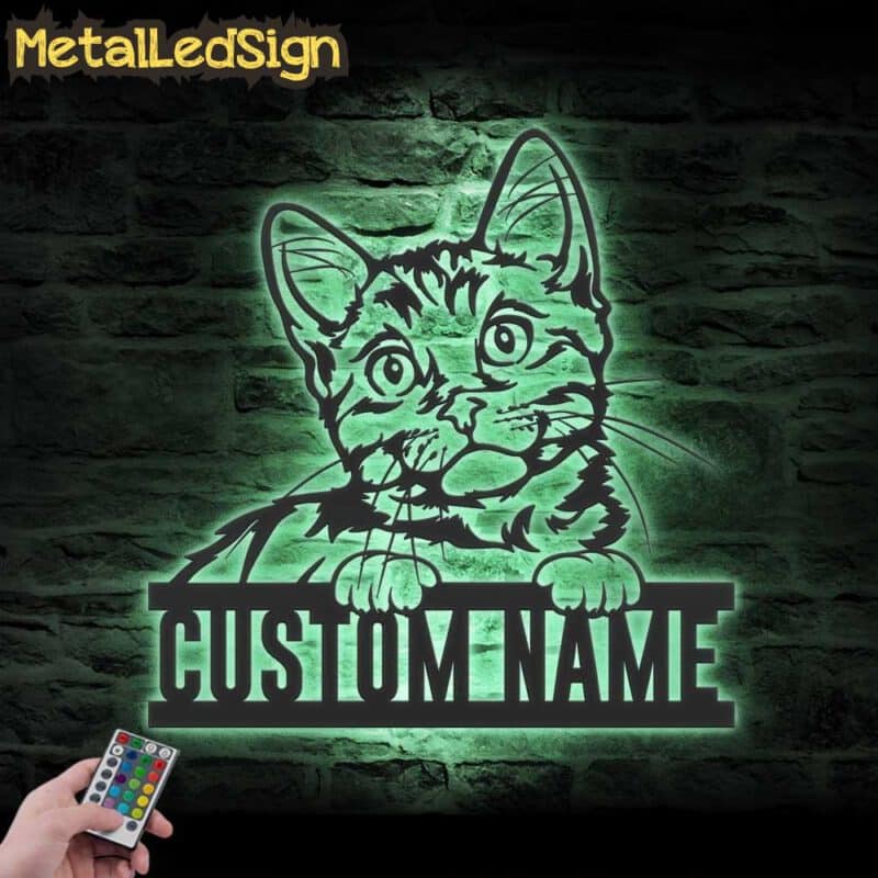 Custom-Peeking-Munchkin-Cat-Metal-Wall-Art-LED-Light-7