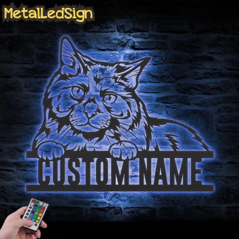 Custom-Peeking-Nibelung-Cat-Metal-Wall-Art-LED-Light-3