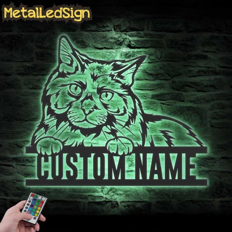 Custom-Peeking-Nibelung-Cat-Metal-Wall-Art-LED-Light-7