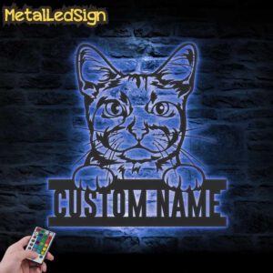 Custom-Peeking-Oci-Cat-Metal-Wall-Art-LED-Light-3