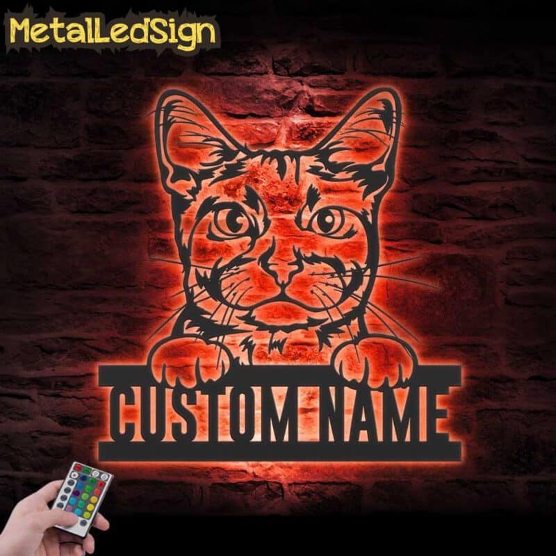 Custom-Peeking-Oci-Cat-Metal-Wall-Art-LED-Light-5