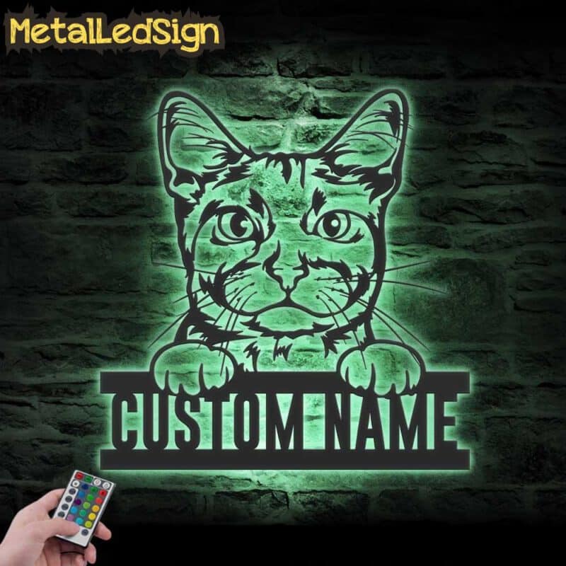 Custom-Peeking-Oci-Cat-Metal-Wall-Art-LED-Light-7