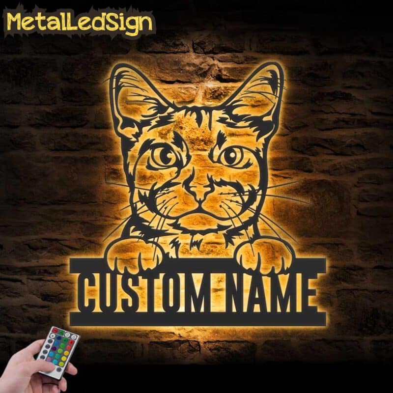 Custom-Peeking-Oci-Cat-Metal-Wall-Art-LED-Light-Images