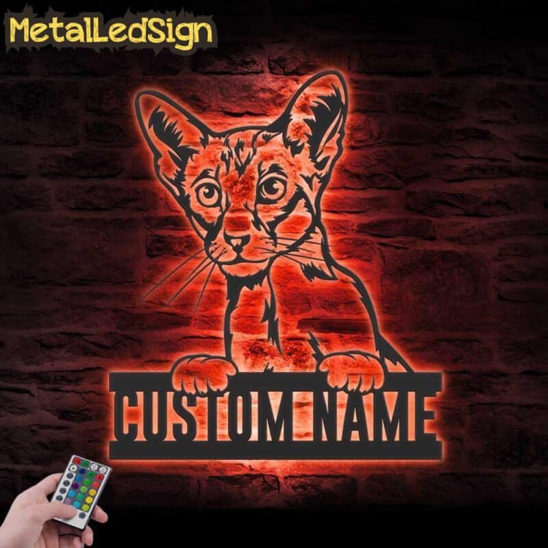 Custom-Peeking-Oriental-Short-Hair-Cat-Metal-Wall-Art-LED-Light-5