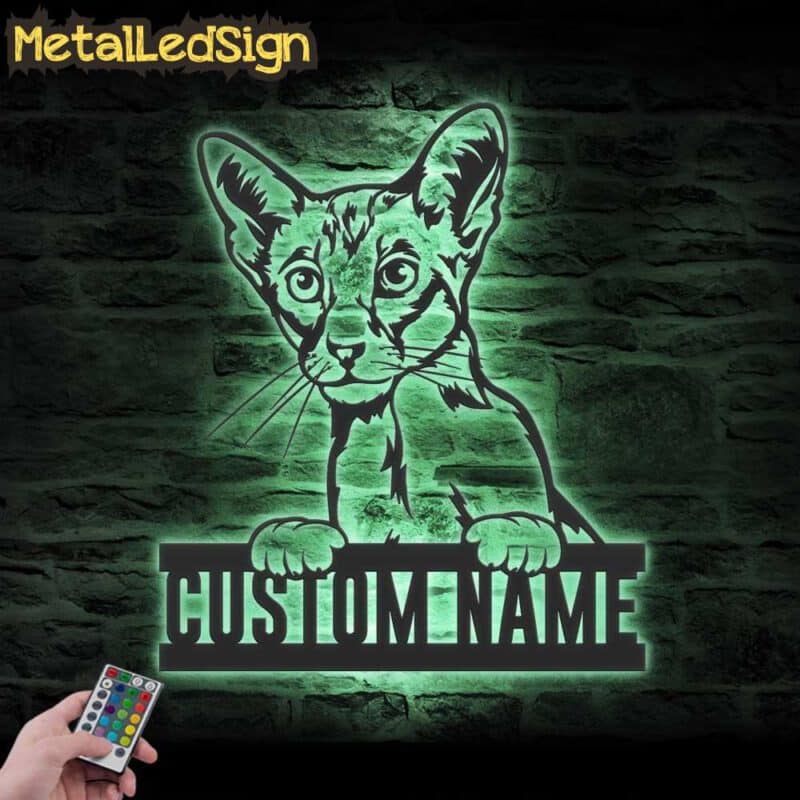 Custom-Peeking-Oriental-Short-Hair-Cat-Metal-Wall-Art-LED-Light-7