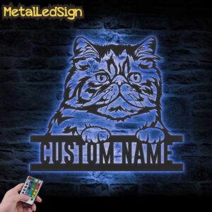 Custom-Peeking-Persian-Cat-Metal-Wall-Art-LED-Light-3