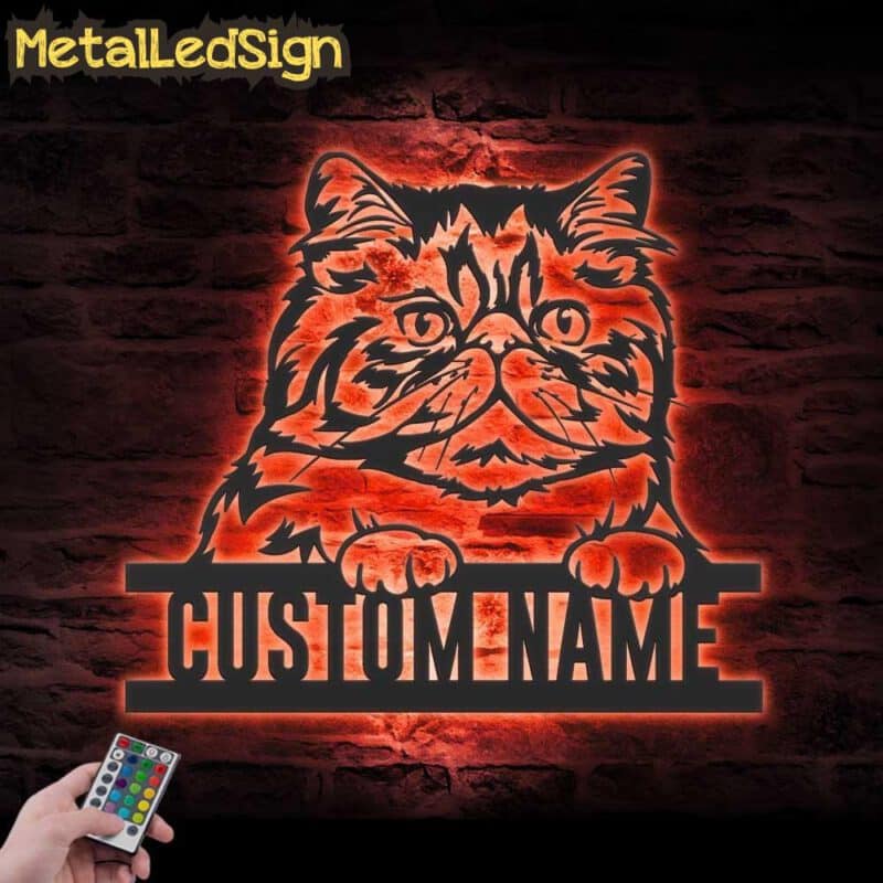 Custom-Peeking-Persian-Cat-Metal-Wall-Art-LED-Light-5