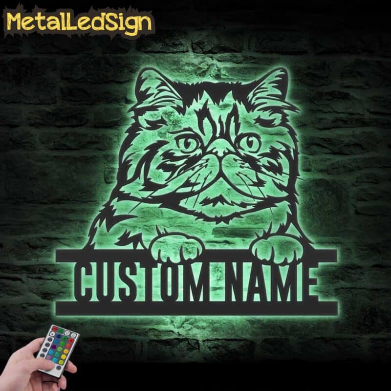 Custom-Peeking-Persian-Cat-Metal-Wall-Art-LED-Light-7