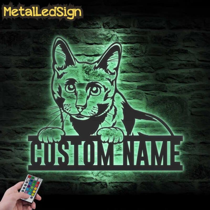 Custom-Peeking-Russian-Blue-Cat-Metal-Wall-Art-LED-Light-7