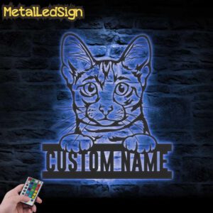 Custom-Peeking-Savannah-Cat-Metal-Wall-Art-LED-Light-3