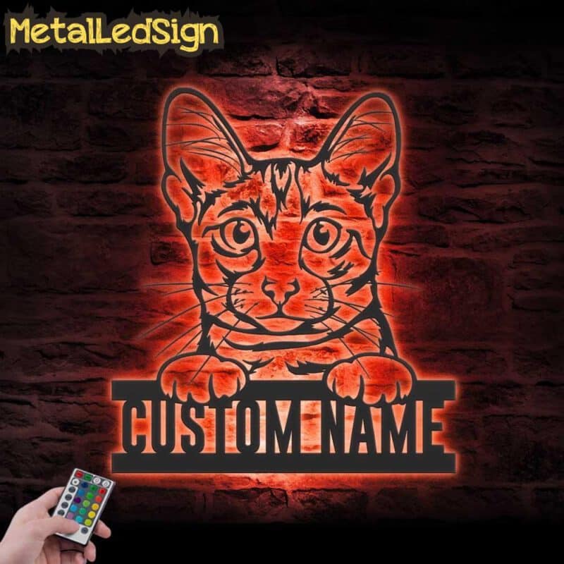 Custom-Peeking-Savannah-Cat-Metal-Wall-Art-LED-Light-5