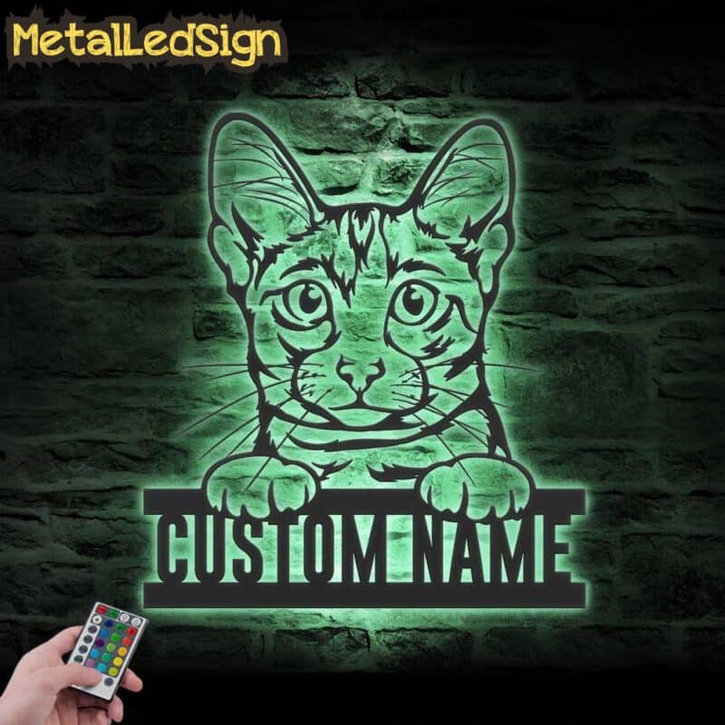 Custom-Peeking-Savannah-Cat-Metal-Wall-Art-LED-Light-7