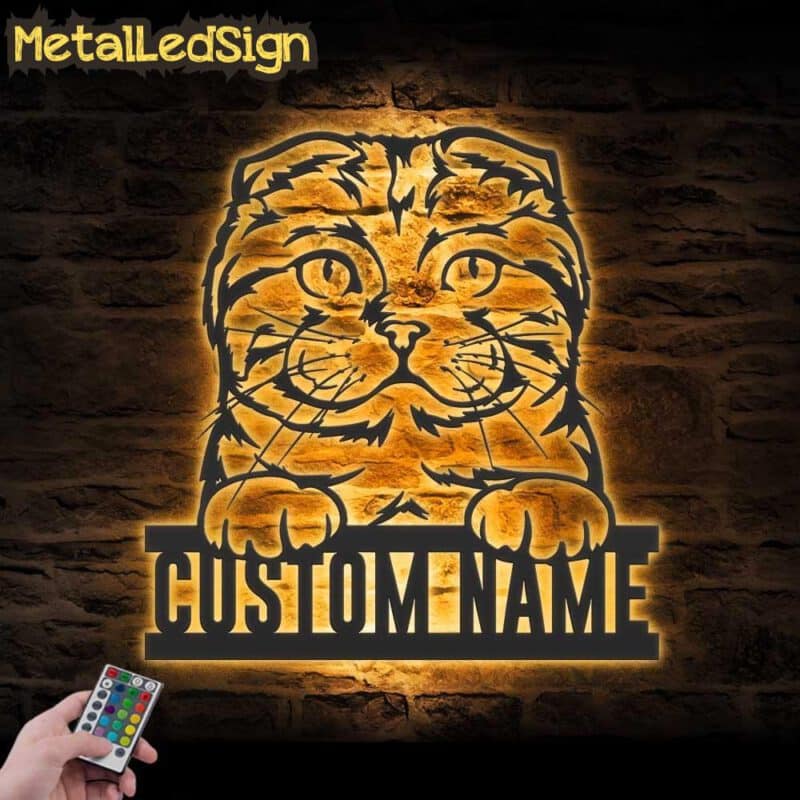 Custom-Peeking-Scottish-Fold-Cat-Metal-Wall-Art-LED-Light-Images