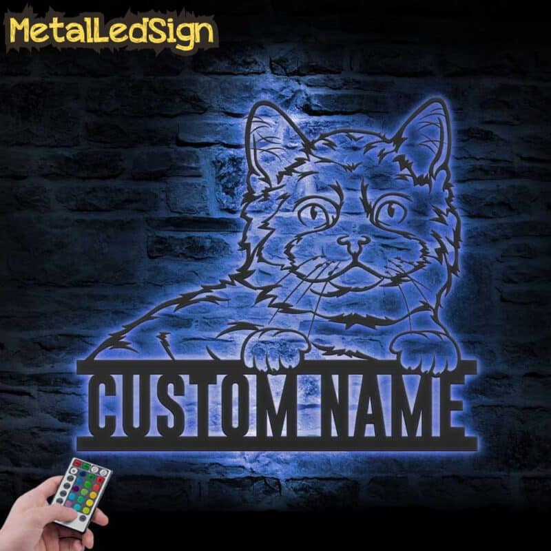 Custom-Peeking-Selkirk-Rex-Cat-Metal-Wall-Art-LED-Light-3