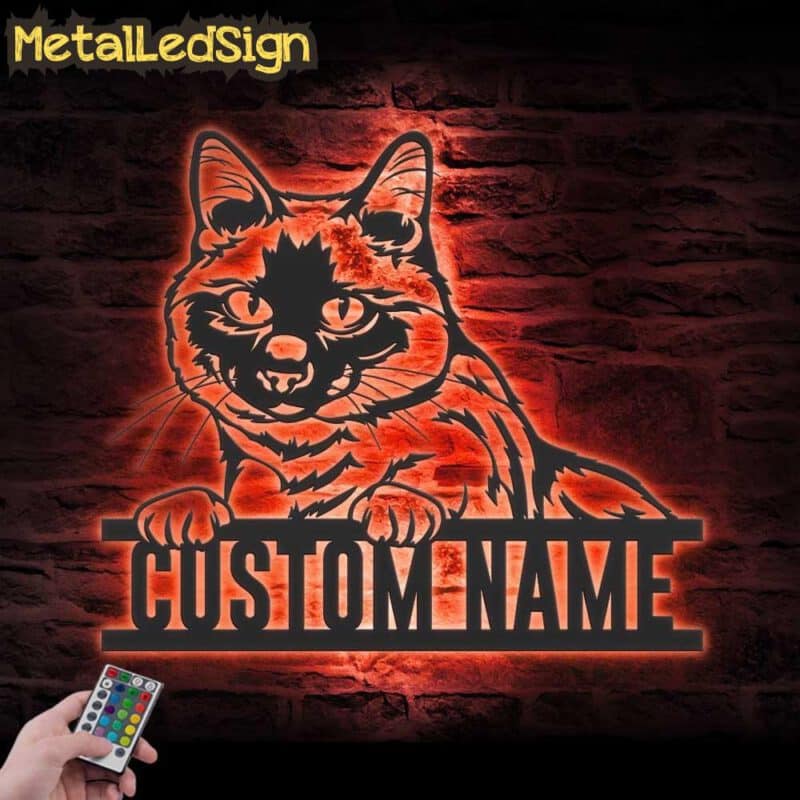 Custom-Peeking-Siamese-Cat-Metal-Wall-Art-LED-Light-5