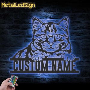 Custom-Peeking-Siberian-Cat-Metal-Wall-Art-LED-Light-3