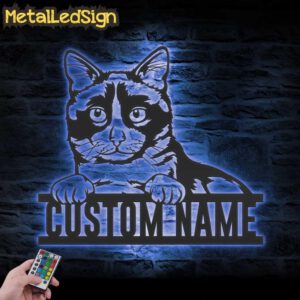 Custom-Peeking-Snowshoe-Cat-Metal-Wall-Art-LED-Light-3