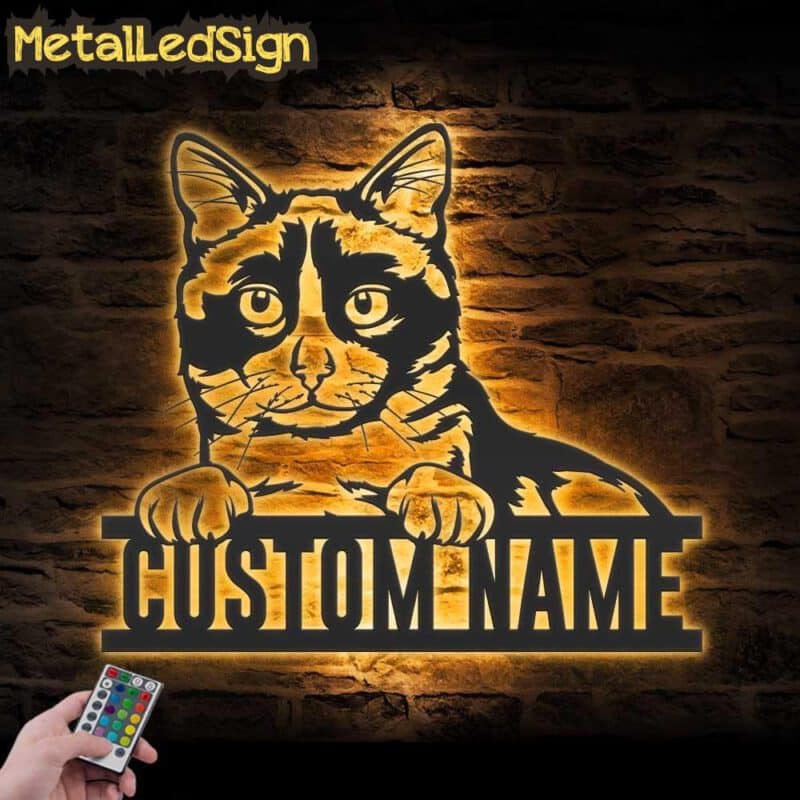 Custom-Peeking-Snowshoe-Cat-Metal-Wall-Art-LED-Light-Images