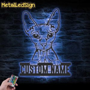 Custom-Peeking-Sphynx-Cat-Metal-Wall-Art-LED-Light-3