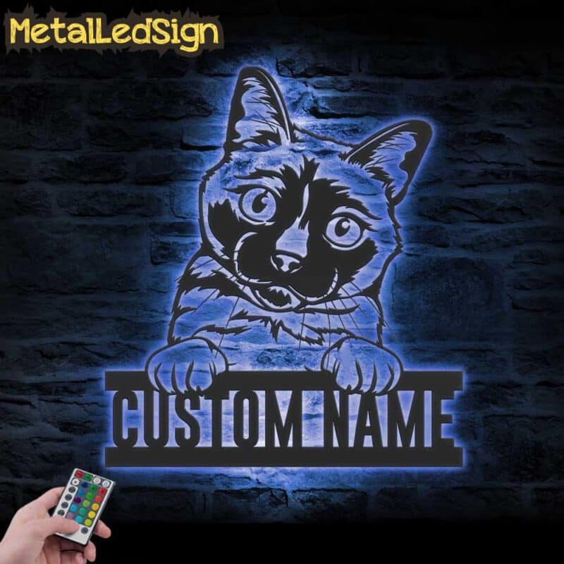 Custom-Peeking-Thai-Cat-Metal-Wall-Art-LED-Light-3