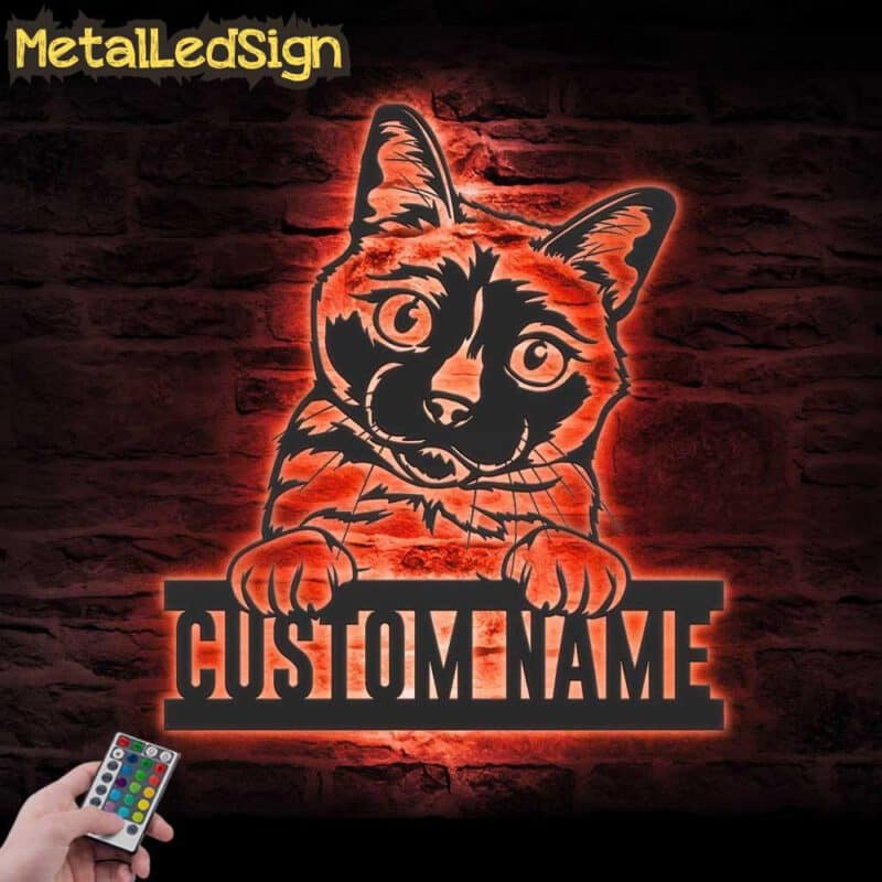 Custom-Peeking-Thai-Cat-Metal-Wall-Art-LED-Light-5