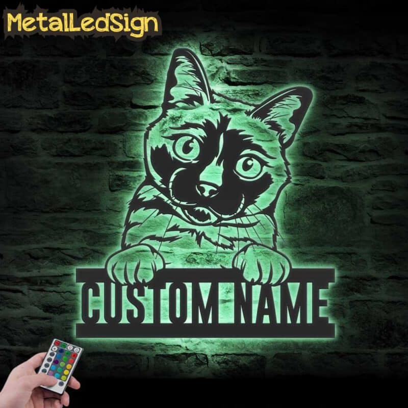 Custom-Peeking-Thai-Cat-Metal-Wall-Art-LED-Light-7