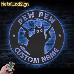 Custom-Pew-Pew-Cat-Gun-Metal-Wall-Art-LED-Light-3