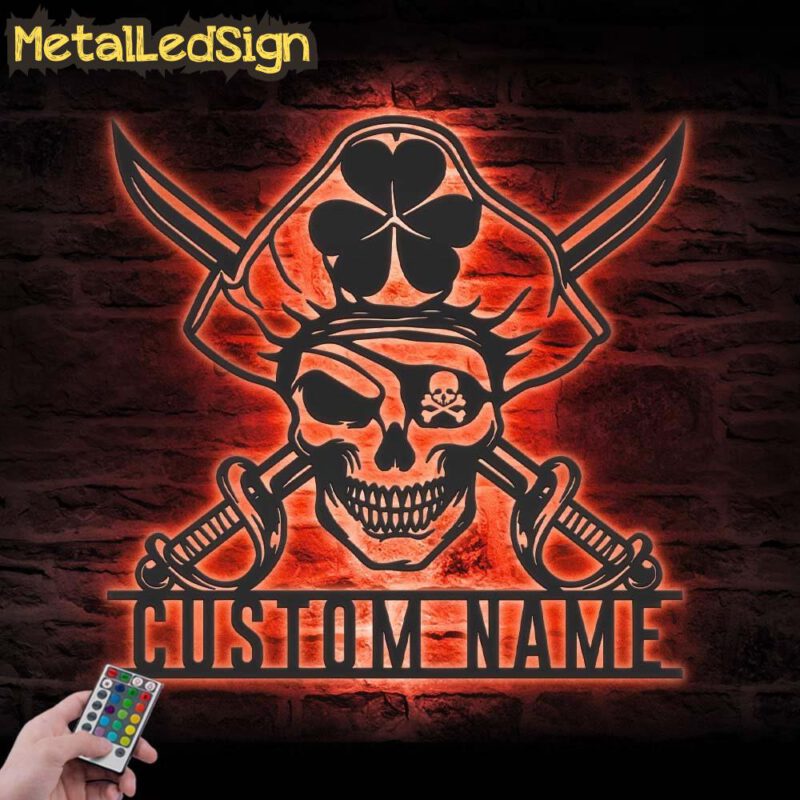 Custom-Pirate-Skull-Shamrock-Metal-Wall-Art-LED-Light-5.jpg