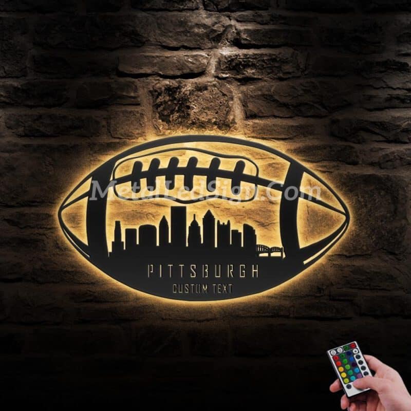 Custom-Pittsburgh-Skyline-American-Football-Metal-Wall-Art-Led-Light-Images-1