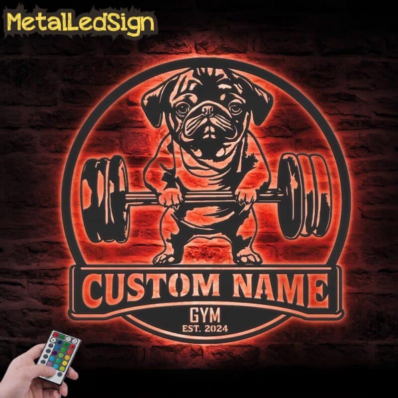 Custom-Pug-Dog-Lifting-A-Weight-Metal-Wall-Art-LED-Light-5.jpg