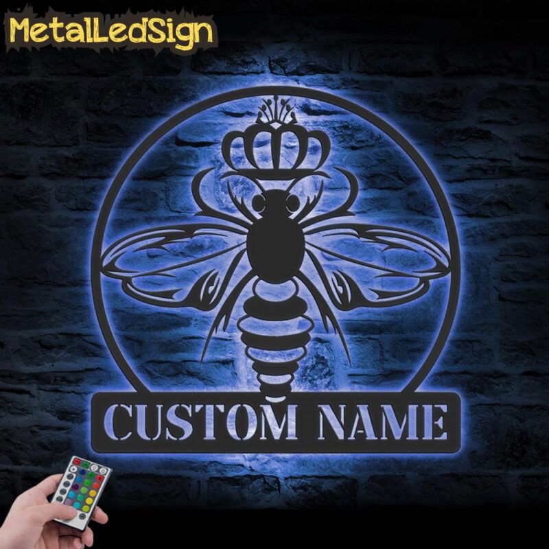 Custom-Queen-Bee-Metal-Wall-Art-LED-Light-3-1.jpg