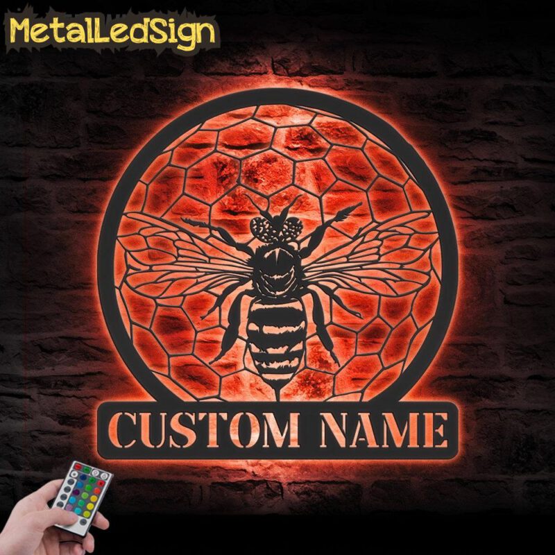 Custom-Queen-Bee-Metal-Wall-Art-LED-Light-5.jpg