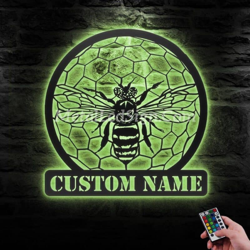 Custom-Queen-Bee-Metal-Wall-Art-Led-Light-6-1