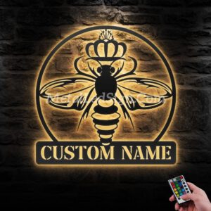 Custom-Queen-Bee-Metal-Wall-Art-Led-Light-Images-2