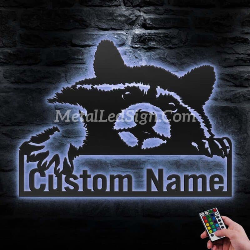 Custom-Raccoon-Metal-Wall-Art-With-Led-Light-3-1