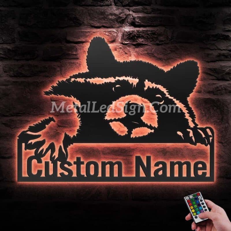 Custom-Raccoon-Metal-Wall-Art-With-Led-Light-5-1