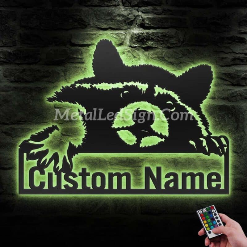 Custom-Raccoon-Metal-Wall-Art-With-Led-Light-6