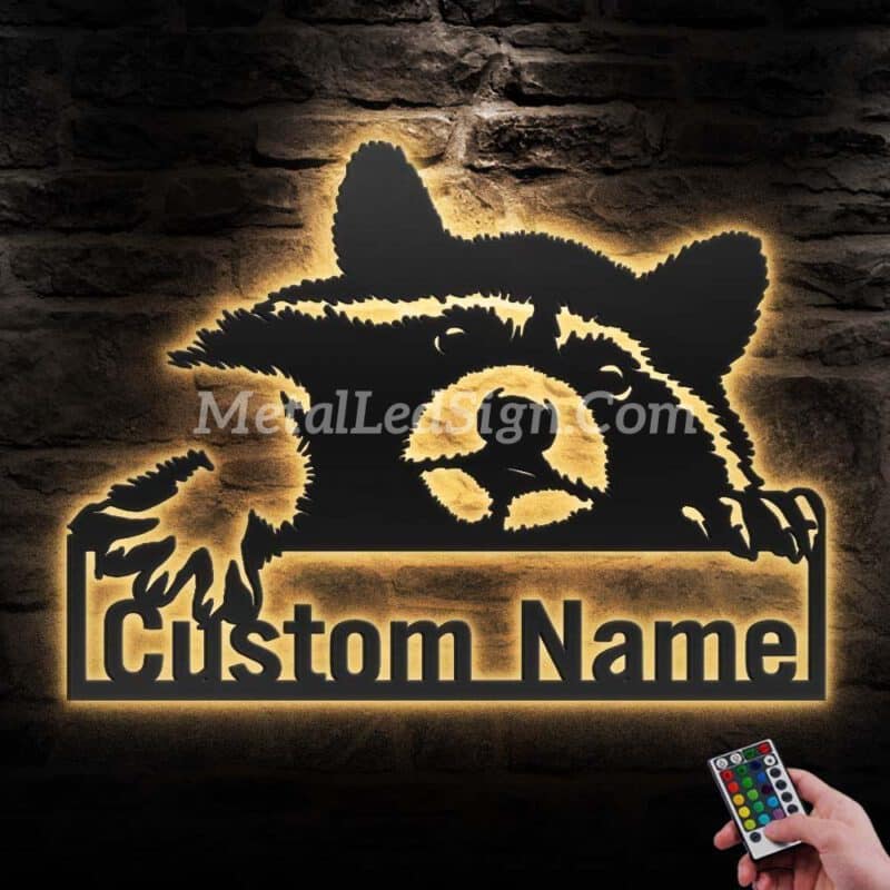 Custom-Raccoon-Metal-Wall-Art-With-Led-Light-Images-1