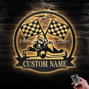 Custom-Racing-Flag-Go-Kart-Racing-Metal-Wall-Art-Led-Light-Images