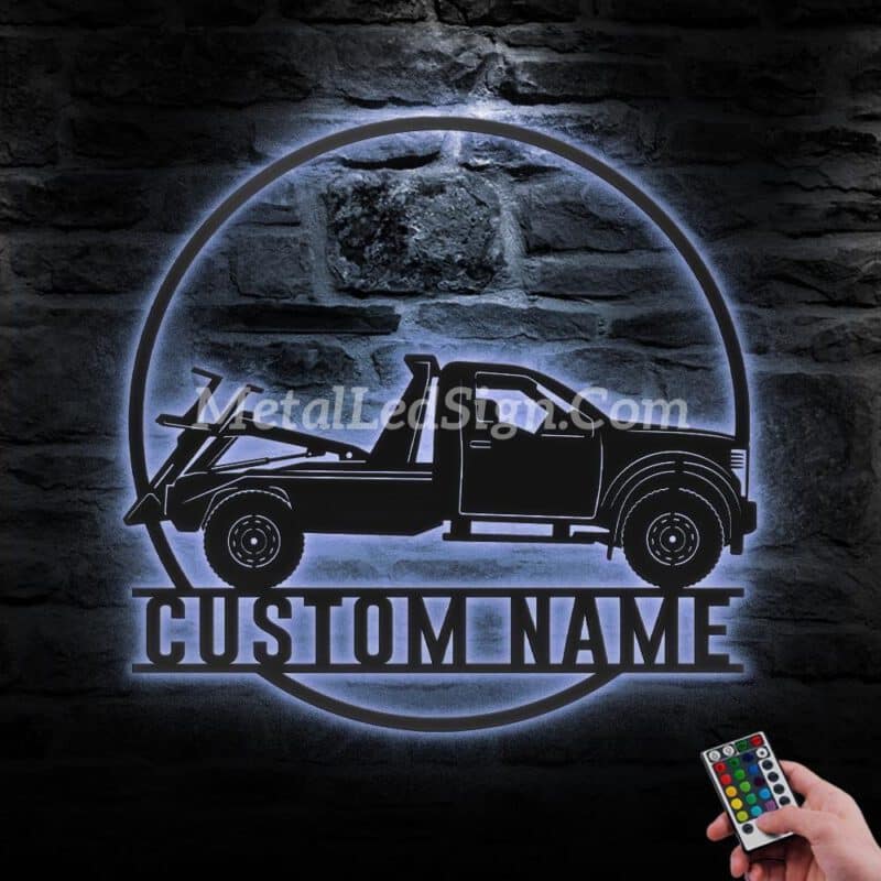 Custom-Rotator-Tow-Truck-Driver-Metal-Wall-Art-Led-Light-3-3