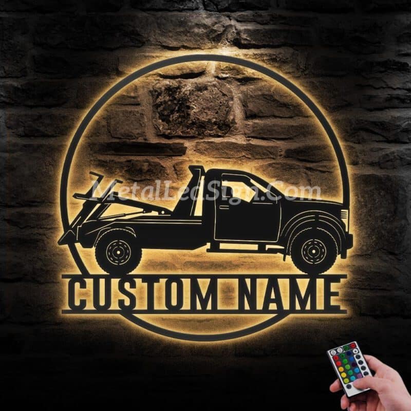 Custom-Rotator-Tow-Truck-Driver-Metal-Wall-Art-Led-Light-Images-3